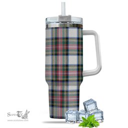 ScotsTee Shop Scottish Dennistoun Clan Tartan Tumbler with Handle 40oz Insulated Tumbler