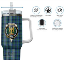 ScotsTee Shop Scottish Falconer Clan Crest Tartan Tumbler with Handle 40oz Insulated Tumbler