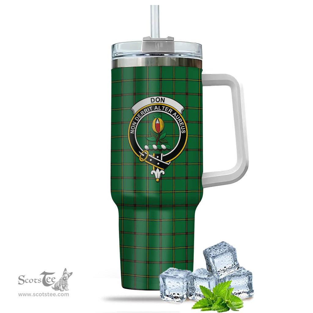 ScotsTee Shop Scottish Don Clan Crest Tartan Tumbler with Handle 40oz Insulated Tumbler
