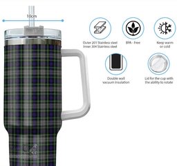 ScotsTee Shop Scottish Davidson of Tulloch Dress Clan Tartan Tumbler with Handle 40oz Insulated Tumbler