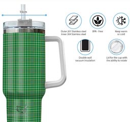 ScotsTee Shop Scottish Currie Clan Tartan Tumbler with Handle 40oz Insulated Tumbler