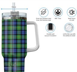 ScotsTee Shop Scottish Gordon Old Ancient Clan Tartan Tumbler with Handle 40oz Insulated Tumbler