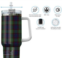 ScotsTee Shop Scottish Cunningham Hunting Clan Tartan Tumbler with Handle 40oz Insulated Tumbler