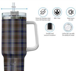 ScotsTee Shop Scottish Gayre Hunting Clan Tartan Tumbler with Handle 40oz Insulated Tumbler