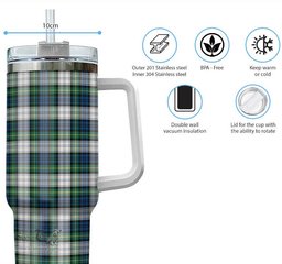 ScotsTee Shop Scottish Gordon Dress Ancient Clan Tartan Tumbler with Handle 40oz Insulated Tumbler
