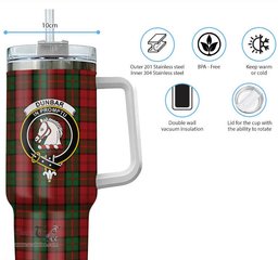 ScotsTee Shop Scottish Dunbar Clan Crest Tartan Tumbler with Handle 40oz Insulated Tumbler