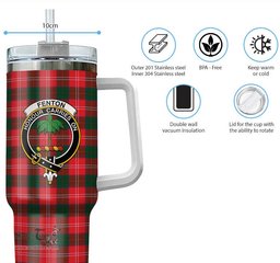 ScotsTee Shop Scottish Fenton Clan Crest Tartan Tumbler with Handle 40oz Insulated Tumbler