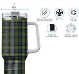 ScotsTee Shop Scottish Ferguson Modern Clan Tartan Tumbler with Handle 40oz Insulated Tumbler
