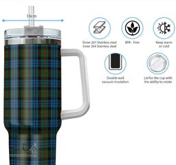 ScotsTee Shop Scottish Fletcher of Dunans Clan Tartan Tumbler with Handle 40oz Insulated Tumbler