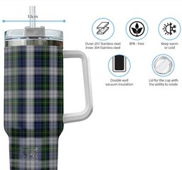 ScotsTee Shop Scottish Gordon Dress Clan Tartan Tumbler with Handle 40oz Insulated Tumbler