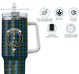 ScotsTee Shop Scottish Ferguson of Atholl Clan Crest Tartan Tumbler with Handle 40oz Insulated Tumbler