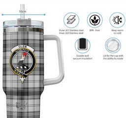 ScotsTee Shop Scottish Glen Clan Crest Tartan Tumbler with Handle 40oz Insulated Tumbler
