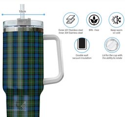 ScotsTee Shop Scottish Ferguson of Atholl Clan Tartan Tumbler with Handle 40oz Insulated Tumbler