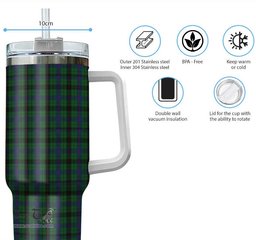 ScotsTee Shop Scottish Davidson Clan Tartan Tumbler with Handle 40oz Insulated Tumbler