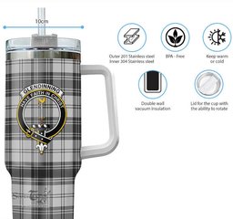 ScotsTee Shop Scottish Glendinning Clan Crest Tartan Tumbler with Handle 40oz Insulated Tumbler
