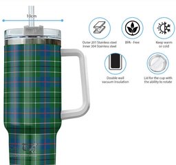 ScotsTee Shop Scottish Duncan Ancient Clan Tartan Tumbler with Handle 40oz Insulated Tumbler