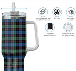 ScotsTee Shop Scottish Guthrie Ancient Clan Tartan Tumbler with Handle 40oz Insulated Tumbler