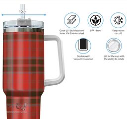 ScotsTee Shop Scottish Grant Weathered Clan Tartan Tumbler with Handle 40oz Insulated Tumbler