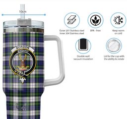 ScotsTee Shop Scottish Gordon Dress Modern Clan Crest Tartan Tumbler with Handle 40oz Insulated Tumbler