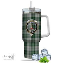 ScotsTee Shop Scottish Erskine Green Clan Crest Tartan Tumbler with Handle 40oz Insulated Tumbler