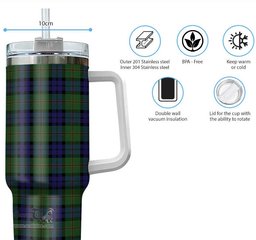 ScotsTee Shop Scottish Dundas Modern Clan Tartan Tumbler with Handle 40oz Insulated Tumbler