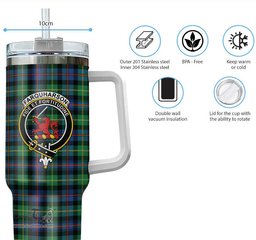 ScotsTee Shop Scottish Farquharson Ancient Clan Crest Tartan Tumbler with Handle 40oz Insulated Tumbler