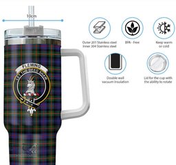 ScotsTee Shop Scottish Fleming Clan Crest Tartan Tumbler with Handle 40oz Insulated Tumbler
