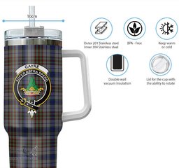 ScotsTee Shop Scottish Gayre Hunting Clan Crest Tartan Tumbler with Handle 40oz Insulated Tumbler