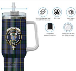 ScotsTee Shop Scottish Hope Clan Originaux Clan Crest Tartan Tumbler with Handle 40oz Insulated Tumbler