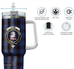 ScotsTee Shop Scottish Home (Hume) Clan Crest Tartan Tumbler with Handle 40oz Insulated Tumbler