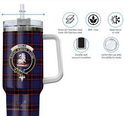 ScotsTee Shop Scottish Home Modern Clan Crest Tartan Tumbler with Handle 40oz Insulated Tumbler