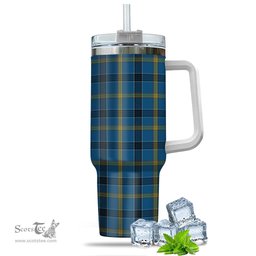 ScotsTee Shop Scottish Laing Clan Tartan Tumbler with Handle 40oz Insulated Tumbler