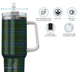 ScotsTee Shop Scottish Henderson Modern Clan Tartan Tumbler with Handle 40oz Insulated Tumbler