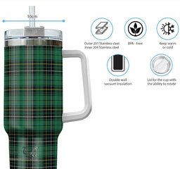 ScotsTee Shop Scottish MacAlpin Ancient Clan Tartan Tumbler with Handle 40oz Insulated Tumbler