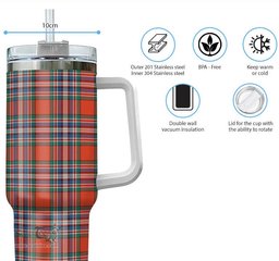 ScotsTee Shop Scottish MacFarlane Ancient Clan Tartan Tumbler with Handle 40oz Insulated Tumbler