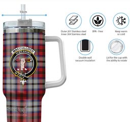 ScotsTee Shop Scottish MacCulloch Dress Clan Crest Tartan Tumbler with Handle 40oz Insulated Tumbler