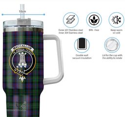 ScotsTee Shop Scottish MacCallum Clan Crest Tartan Tumbler with Handle 40oz Insulated Tumbler