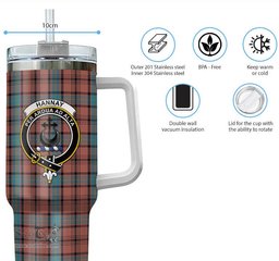 ScotsTee Shop Scottish Hannay Dress Clan Crest Tartan Tumbler with Handle 40oz Insulated Tumbler