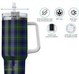 ScotsTee Shop Scottish Johnstone-Johnston Modern Clan Tartan Tumbler with Handle 40oz Insulated Tumbler