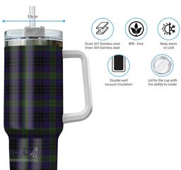 ScotsTee Shop Scottish Lumsden Hunting Clan Tartan Tumbler with Handle 40oz Insulated Tumbler