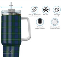 ScotsTee Shop Scottish Hamilton Hunting Clan Tartan Tumbler with Handle 40oz Insulated Tumbler