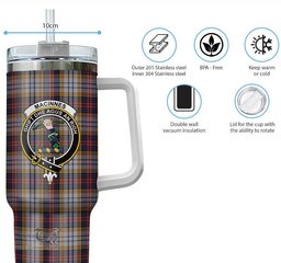 ScotsTee Shop Scottish MacInnes Ancient Hunting Clan Crest Tartan Tumbler with Handle 40oz Insulated Tumbler