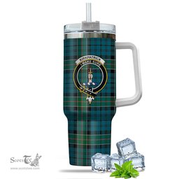 ScotsTee Shop Scottish Kirkpatrick Clan Crest Tartan Tumbler with Handle 40oz Insulated Tumbler