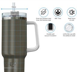ScotsTee Shop Scottish Haig Clan Tartan Tumbler with Handle 40oz Insulated Tumbler
