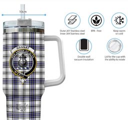 ScotsTee Shop Scottish Hannay Modern Clan Crest Tartan Tumbler with Handle 40oz Insulated Tumbler