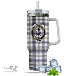 ScotsTee Shop Scottish Hannay Modern Clan Crest Tartan Tumbler with Handle 40oz Insulated Tumbler