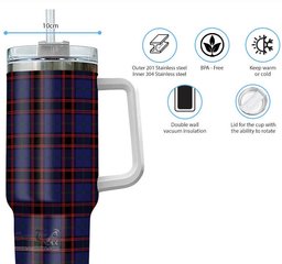 ScotsTee Shop Scottish Home Modern Clan Tartan Tumbler with Handle 40oz Insulated Tumbler