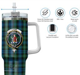 ScotsTee Shop Scottish Lyon Clan Crest Tartan Tumbler with Handle 40oz Insulated Tumbler