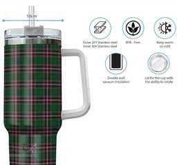 ScotsTee Shop Scottish MacFarlane Hunting Clan Tartan Tumbler with Handle 40oz Insulated Tumbler