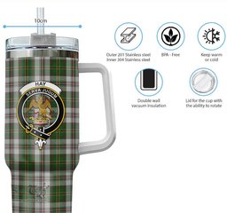 ScotsTee Shop Scottish Hay White Dress Clan Crest Tartan Tumbler with Handle 40oz Insulated Tumbler